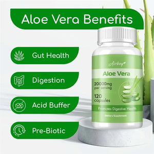 Aloe Vera - Helps Relieve Constipation Colon Cleansing and Detoxification Burns Fat and Manages Weight Metabolism Supplement