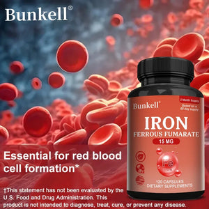 Iron Supplement - Boost Energy, Improve Concentration, Enhance Immune Function, Reduce Fatigue, Help Hemoglobin Balance, Non-GMO