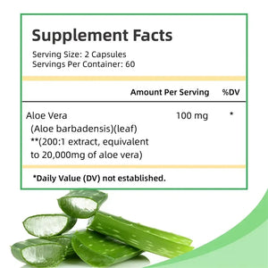 Aloe Vera - Helps Relieve Constipation Colon Cleansing and Detoxification Burns Fat and Manages Weight Metabolism Supplement