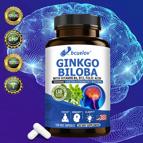 Advanced Nootropics Brain Enhancer Supplement for Memory, Focus, Nerve Energy & IQ Health with Vitamins B12, B6, 120 Capsules