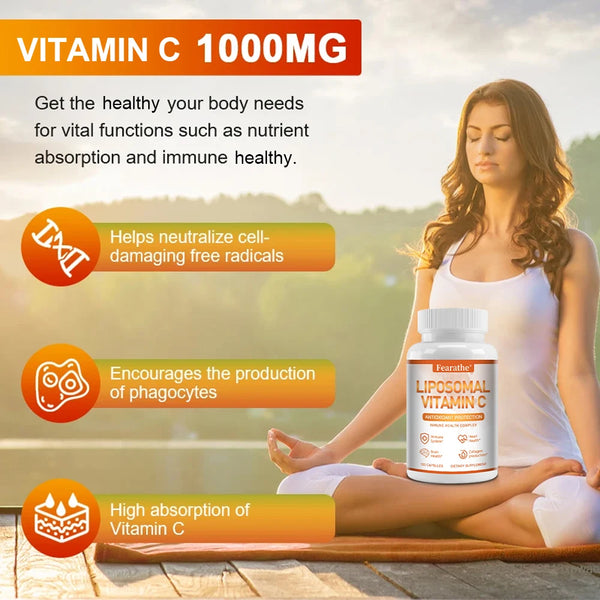 Liposomal Vitamin C Supplement - Highly Absorbed for Immune Support, Collagen Production, Heart, Brain Health and Antioxidants