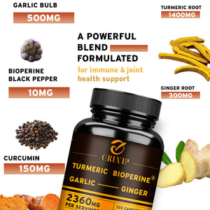 4-in-1 Turmeric Ginger Supplement - with Garlic Curcumin Black Pepper