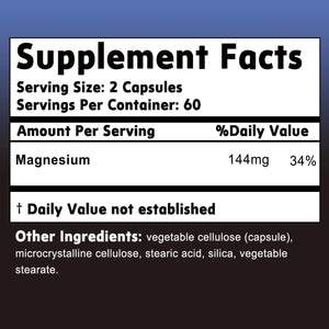 Magnesium L-Threonate Supplement - Memory, Concentration and Cognition Support, Brain Health - 120 Capsules