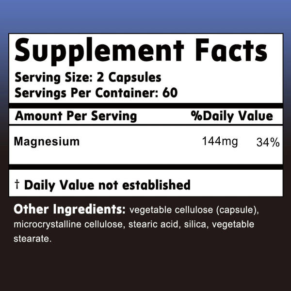 Magnesium L-Threonate Supplement - Memory, Concentration and Cognition Support, Brain Health - 120 Capsules