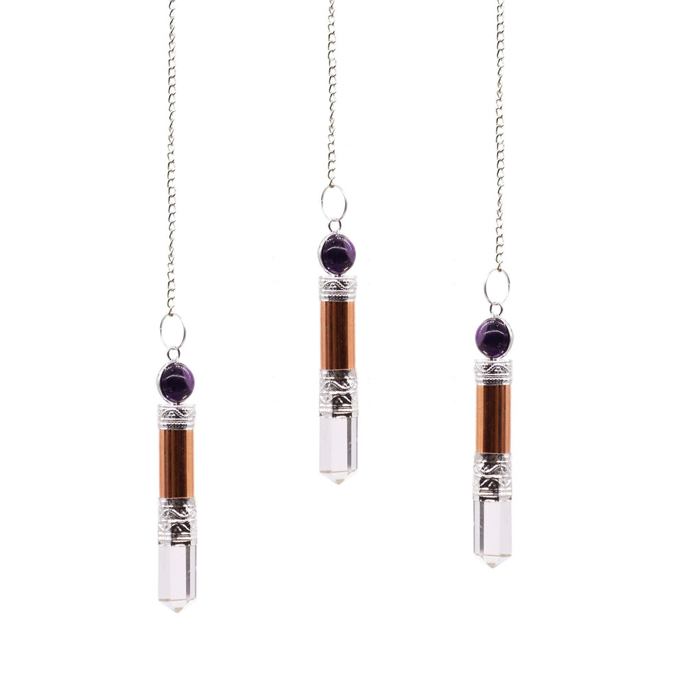 Copper - Amethyst / Quartz pendulum