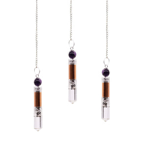 Copper - Amethyst / Quartz pendulum