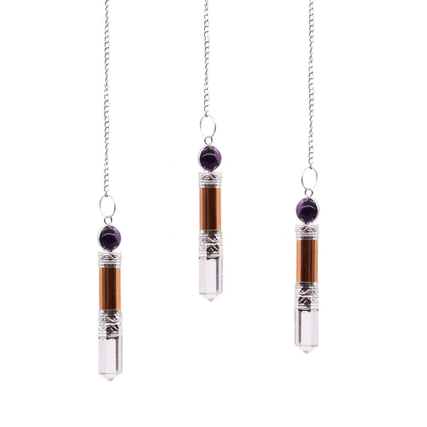 Copper - Amethyst / Quartz pendulum