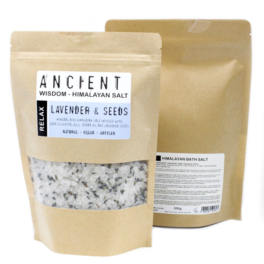 Himalayan Bath Salt Blend 500g - Relax - Lavender and Seeds
