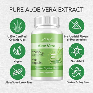 Aloe Vera - Helps Relieve Constipation Colon Cleansing and Detoxification Burns Fat and Manages Weight Metabolism Supplement