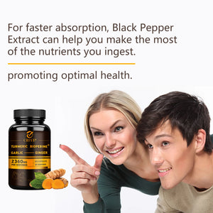 4-in-1 Turmeric Ginger Supplement - with Garlic Curcumin Black Pepper