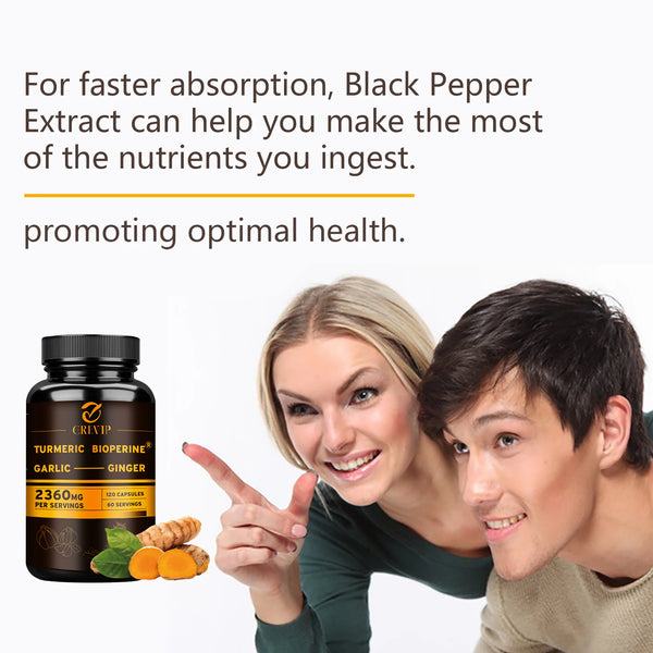 4-in-1 Turmeric Ginger Supplement - with Garlic Curcumin Black Pepper