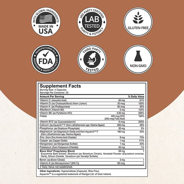 Bone Xtra - Plant-based Formula to Support Healthy Bones For Adults,