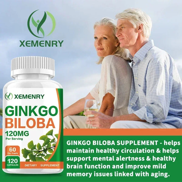 Ginkgo Biloba Capsules - Brain Supplement, Brain Function, To Enhance Memory and Concentration