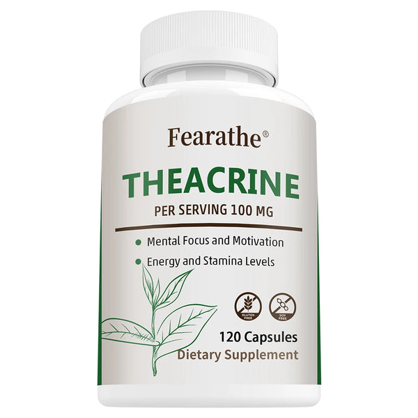 Teacrine 100 Mg, 120 Capsules - Brain Supplement for Stress Relief, Energy and Focus, Alertness