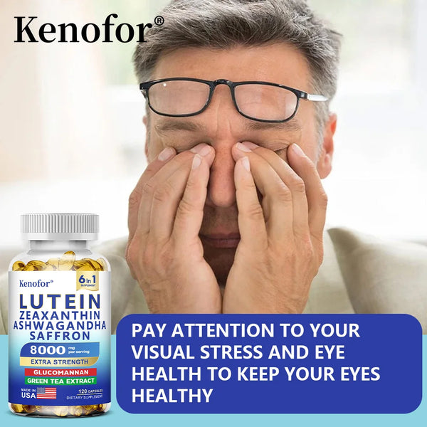 Lutein and Zeaxanthin Supplement - Essential Eye Vitamins for Adults Eye Health, with Glucomannan, Ashwagandha