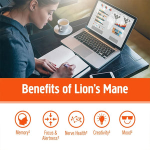 Lion's Mane Mushroom Extract Supplement for Mood and Sleep Health, Support Immune Health,Non-GMO, Gluten-free, Vegan Capsules