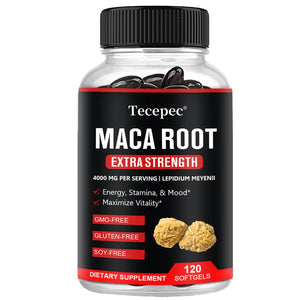 Black Maca Root, Natural Energy Supplement, Helps Relieve Fatigue, Boosts Energy, Improves Blood Sugar, 120 Veggie Capsules