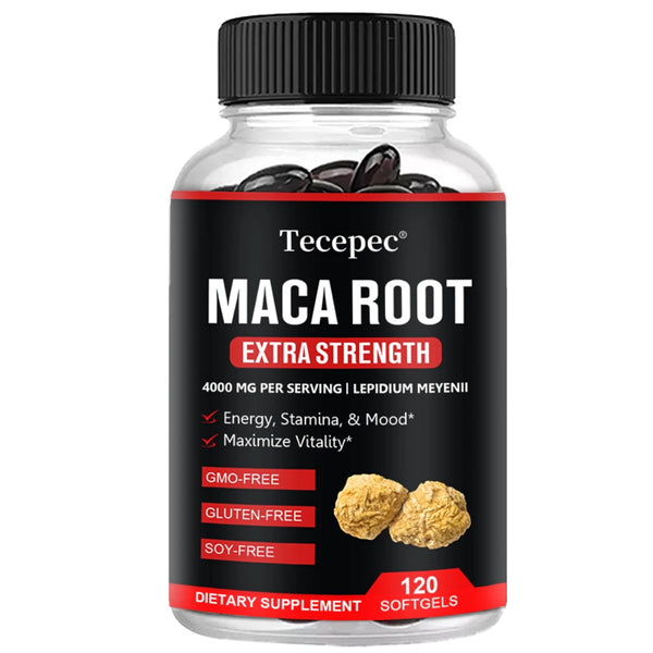 Black Maca Root, Natural Energy Supplement, Helps Relieve Fatigue, Boosts Energy, Improves Blood Sugar, 120 Veggie Capsules