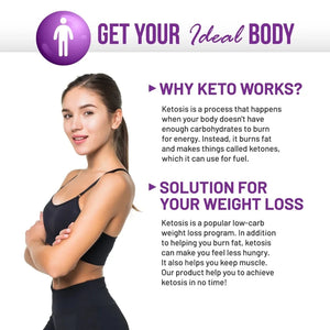Ketogenic Weight Loss Ketosis Energy Boost and Appetite Control Metabolic Support BHB Supplement for Men and Women
