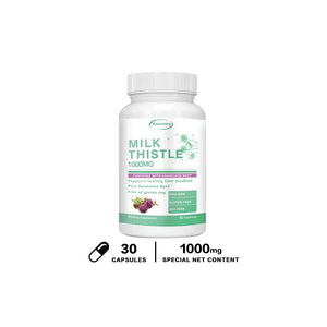 Milk Thistle Capsules 1000mg - with Dandelion Root - Liver Detox and Cleanse, Promotes Skin and Digestive Health Supplement