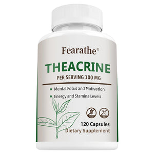 Teacrine 100 Mg, 120 Capsules - Brain Supplement for Stress Relief, Energy and Focus, Alertness
