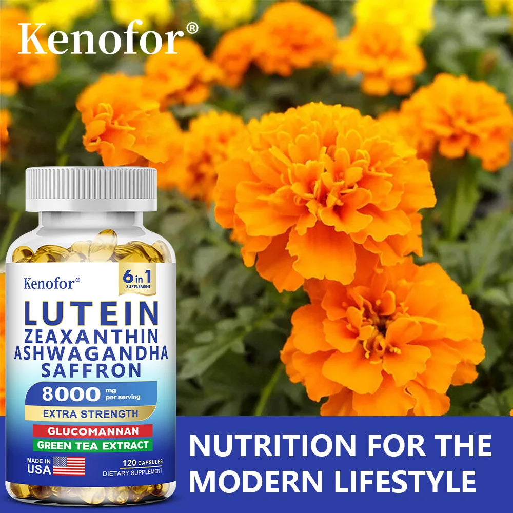 Lutein and Zeaxanthin Supplement - Essential Eye Vitamins for Adults Eye Health, with Glucomannan, Ashwagandha