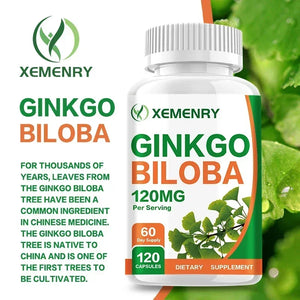 Ginkgo Biloba Capsules - Brain Supplement, Brain Function, To Enhance Memory and Concentration