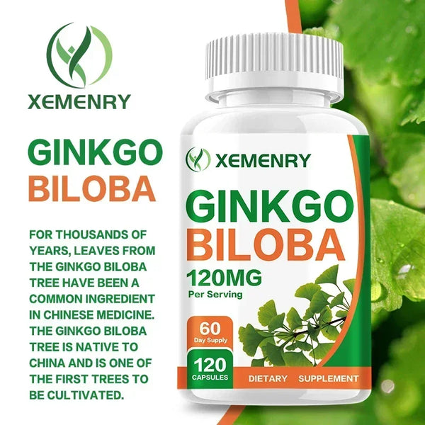 Ginkgo Biloba Capsules - Brain Supplement, Brain Function, To Enhance Memory and Concentration