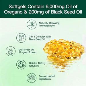 Oregano Oil Softgels - Oregano, Black Seed Oil,