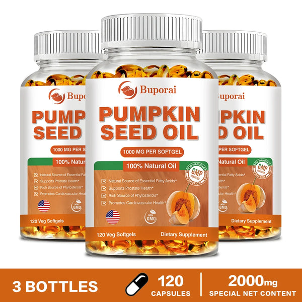 Pumpkin Seed Oil - Promotes Hair Growth, Urinary Tract and Prostate Health, Cardiovascular Support Supplement