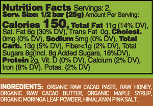 Maple Toffee with Moringa Chocolate Bar - Pack of 3