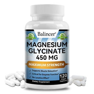 Magnesium Glycinate Supplement 450mg, Helps with Muscle, Nerve Health, Nutritional Absorption and Sleep Quality