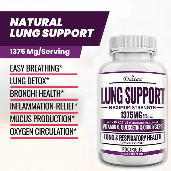 Lung Support Supplements - Detoxify The Lungs, Promote Oxygen Circulation, Support The Bronchial and Respiratory System