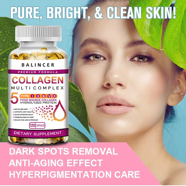 Hydrolyzed Collagen Capsules - Skin, Joints, Hair, Nails Health Support, Women's Antioxidant Nutritional Supplement