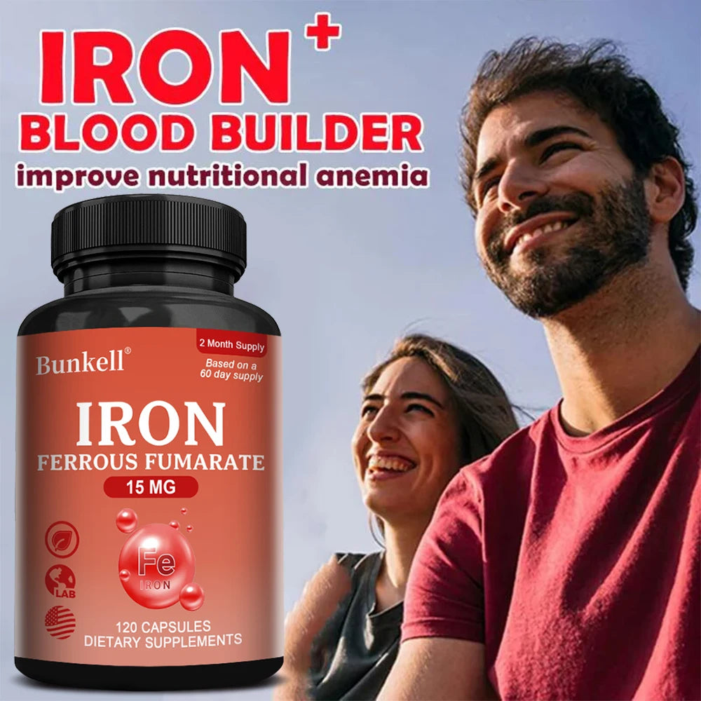 Iron Supplement - Boost Energy, Improve Concentration, Enhance Immune Function, Reduce Fatigue, Help Hemoglobin Balance, Non-GMO