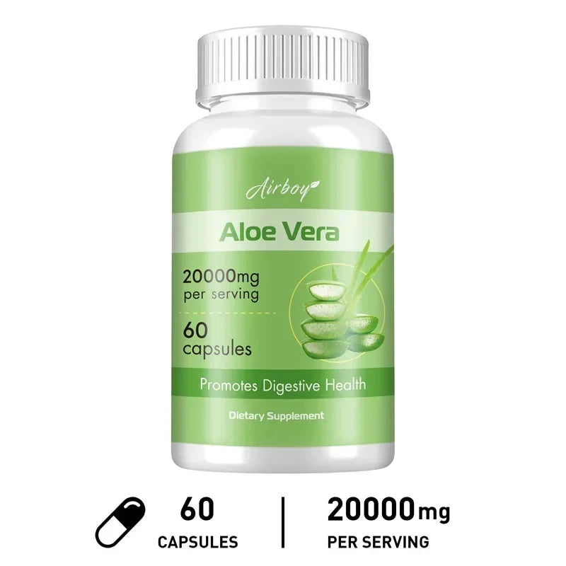 Aloe Vera - Helps Relieve Constipation Colon Cleansing and Detoxification Burns Fat and Manages Weight Metabolism Supplement