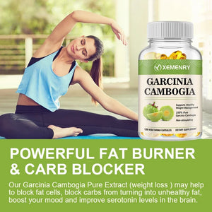 Garcinia Cambogia Capsules - Burn Fat, Detoxify, Appetite Suppression, Boost Metabolism, Weight Management Supplement