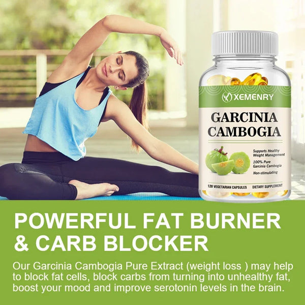 Garcinia Cambogia Capsules - Burn Fat, Detoxify, Appetite Suppression, Boost Metabolism, Weight Management Supplement