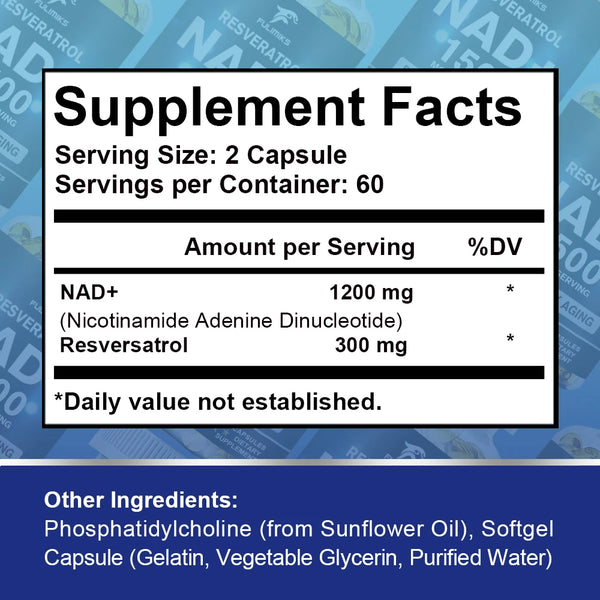NAD+ and Resveratrol Supplement To Help Support Cell Regeneration, Natural Energy, Focus and Memory