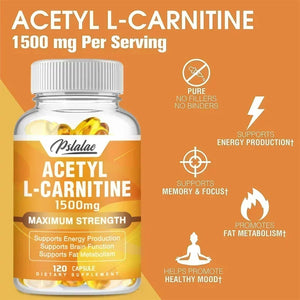 Acetyl-L-Carnitine Capsules 1500 Mg - Supports Natural Energy Production, Supports Memory and Concentration Supplement