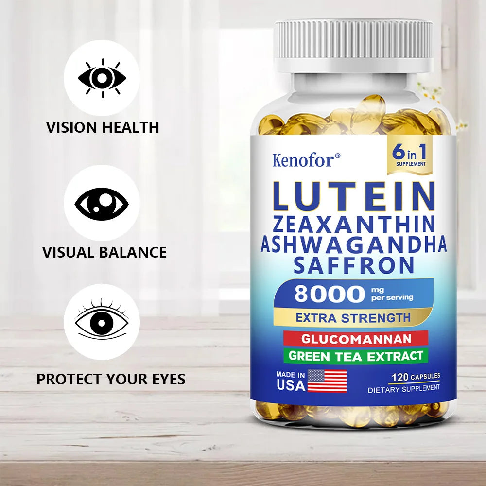 Lutein and Zeaxanthin Supplement - Essential Eye Vitamins for Adults Eye Health, with Glucomannan, Ashwagandha