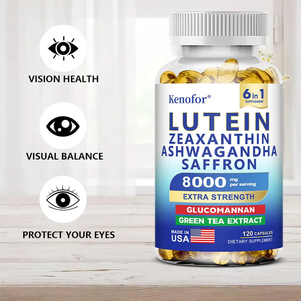 Lutein and Zeaxanthin Supplement - Essential Eye Vitamins for Adults Eye Health, with Glucomannan, Ashwagandha