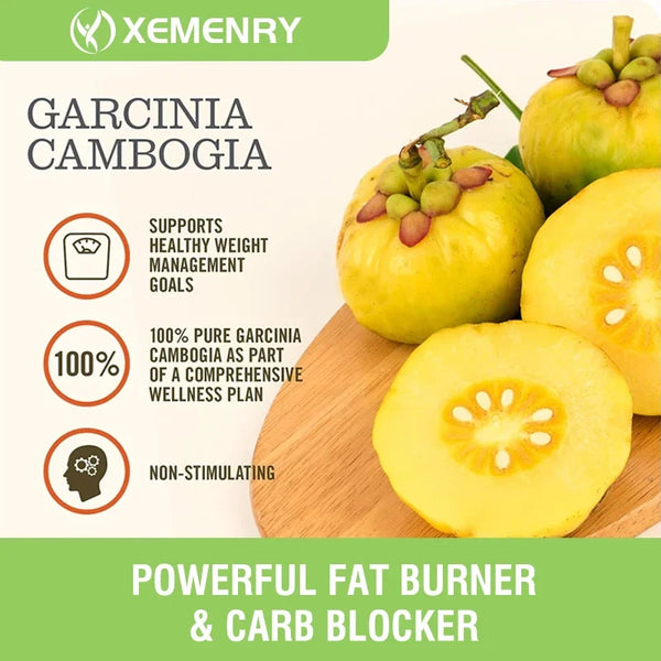 Garcinia Cambogia Capsules - Burn Fat, Detoxify, Appetite Suppression, Boost Metabolism, Weight Management Supplement