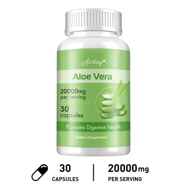 Aloe Vera - Helps Relieve Constipation Colon Cleansing and Detoxification Burns Fat and Manages Weight Metabolism Supplement