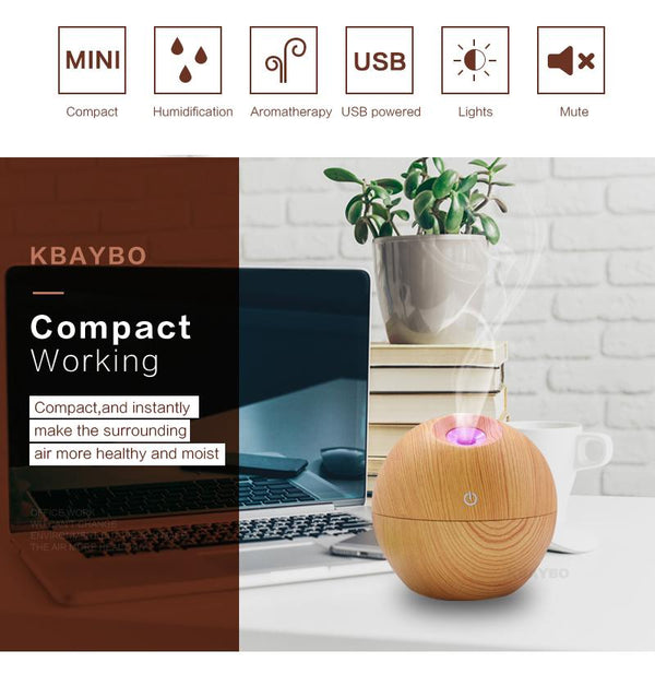 USB Aroma Essential Oil Diffuser Ultrasonic Cool Mist Humidifier Air